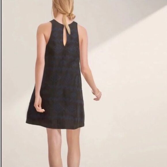 Aritzia Wilfred Trompette Embroidered Geometric Linen Sleeveless Dress Black XS - Picture 2 of 12